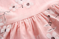 size 5-6 years new girls dress 100% cotton pretty pink floral girls dress