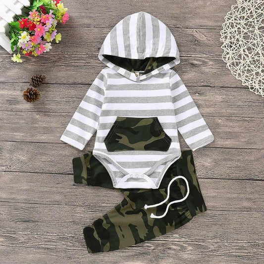 size 0-3m to 9-12m new baby boys tracksuit outfit camo hoodie top & pants set