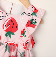 Size 3-6m to 9-12 months new baby girls pink red strawberry dress & headband
