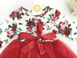 size 18-24m/3y/4y/5y new girls dress red rose long sleeve tulle dress -select sz