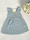 baby girls dress size 3-6 months 100% cotton green flutter sleeve baby dress