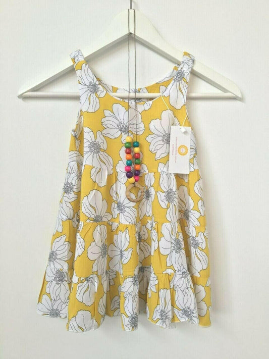 size 3 years new girls dress yellow floral print girls dress