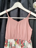 girls dress size 2y/3y/4y/6y/8 years dusty pink & floral hi-low wrap skirt dress