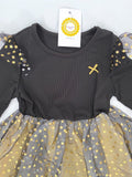 Girls Dress New Ebony Black Gold Star Tulle Dress Size 4-5y/5-6y/6-7y