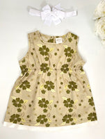 Baby Girls Dress Size 0-3 months Green Hibiscus Baby Girls Dress 100% Cotton NEW