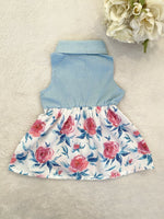 size 0-3 months/000 new baby girls dress blue chambray floral baby girls dress