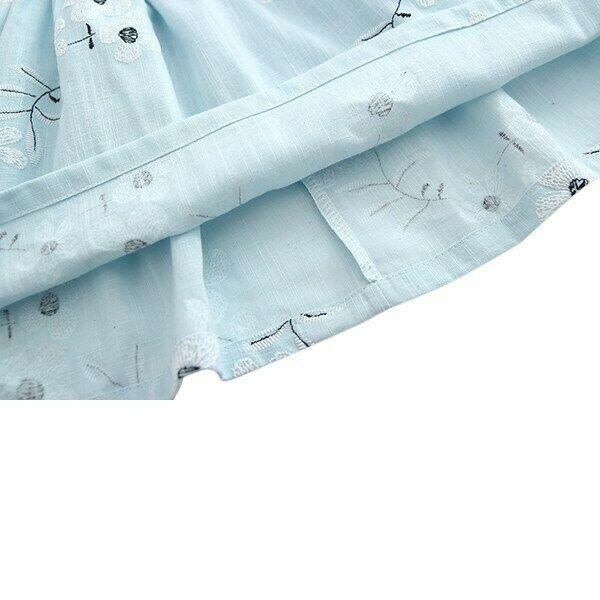 NEW Size 3-4 Years Girls Dress 100% Cotton White Flower Blue Girls Dress