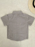 NEW Size 12 months Size 1 Toddler Boys Cute Brown Check Shirt & Beige Pants Set