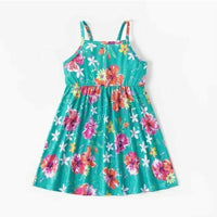 Size 2/3/4/6 years new girls dress turquoise green hibiscus flower dress