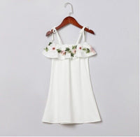 NEW Size 4-5 Years Girls Dress Flower Applique White Ruffle Top Girls Dress
