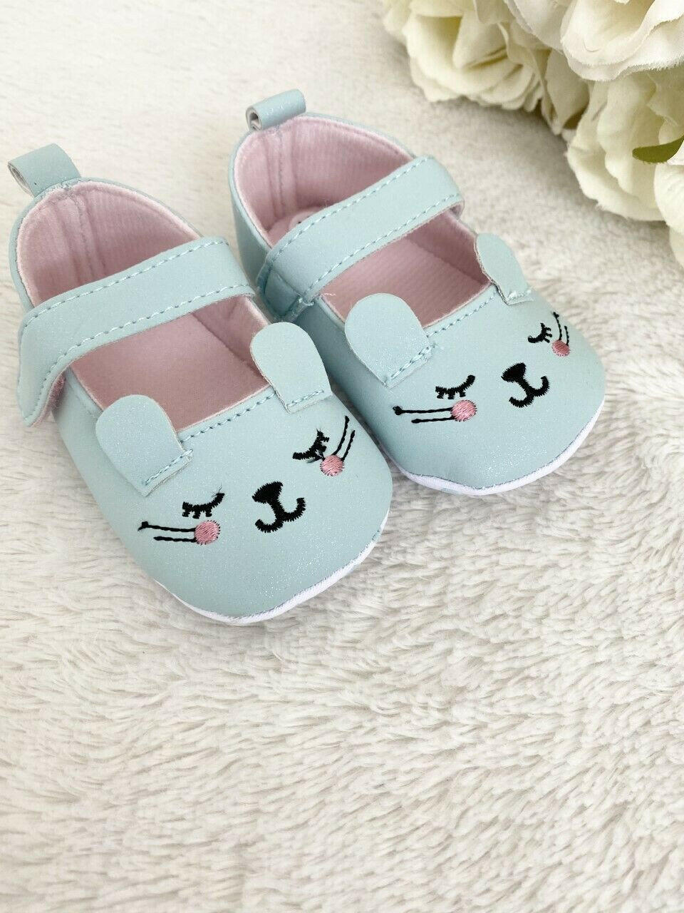 NEW Girls Baby Shoes Pretty Shimmer Bunny Baby Shoes - Select Colour & Size