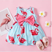 size 6-9m to 18-24m new baby girls dress acqua blue hot pink flamingo bow dress