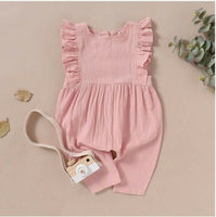 size 12-18 months new baby girls jumpsuit pink ruffle sleeve jumpsuit - 1 Left !