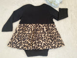 new size 0-3m to 12-18m new baby girls dress leopard print longsleeve dress