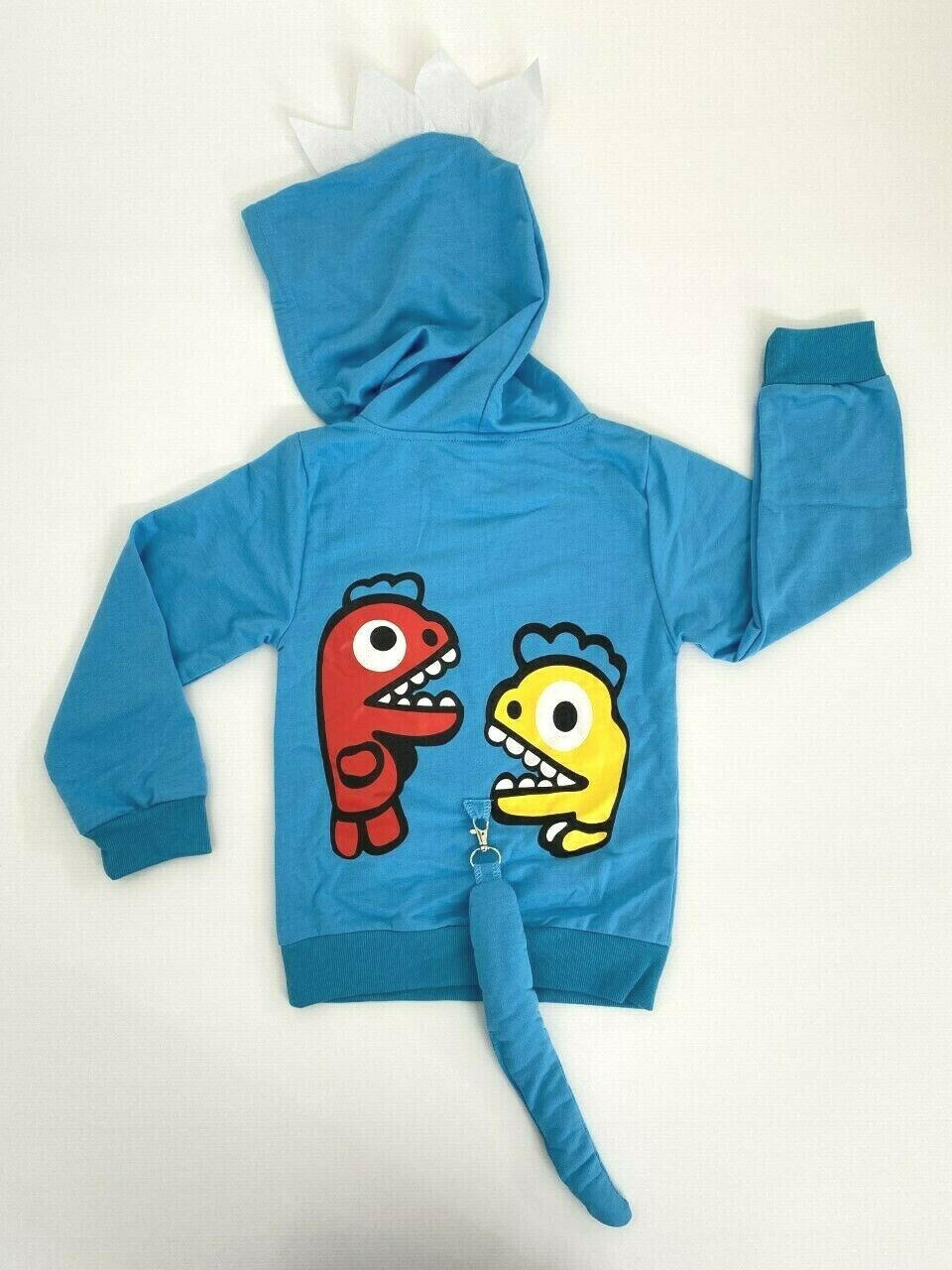 New Boys Blue Dinosaur Hoodie Jumper Top (Size 5 Years)