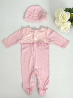 Size 6 months New Baby Girls Romper Pink Tulle Floral Romper & Hat Set Day Wear