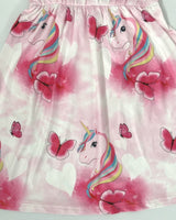 girls dress size 18-24m/2y/3y/4y/5y pink unicorn butterfly flutter sleeve dress