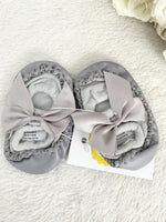 NEW Size 12cm Girls Baby Shoes 6-12 months Grey Ballet Style Bow Baby Shoes