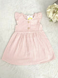 Baby Girls Dress Size 12-18 months 100% Cotton Pink Flutter Sleeve Baby Dress