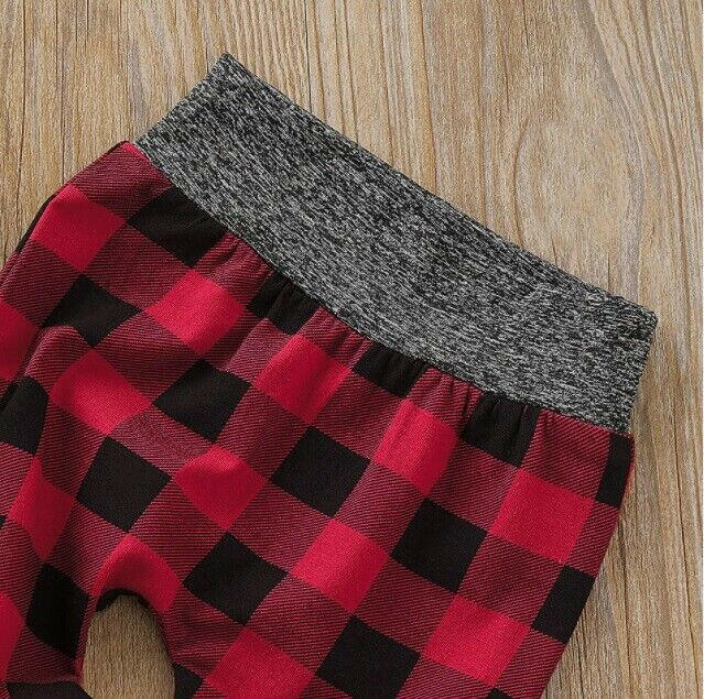 size 0-3m to 12-18 months new boys 2pc outfit grey & red plaid hoodie & pants