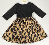Girls Dress New Leopard Print Long Sleeve Girls Dress Size