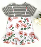 girls dress new size 3-4 years  floral high low girls dress over grey stripe tee