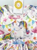 girls rainbow star unicorn hi-lo top & pink leggings set size 18-24m/2y/3y/4y/5y