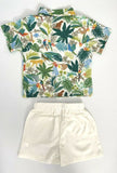 size 18-24 months new boys outfit/set tropical jungle shirt & ivory shorts set