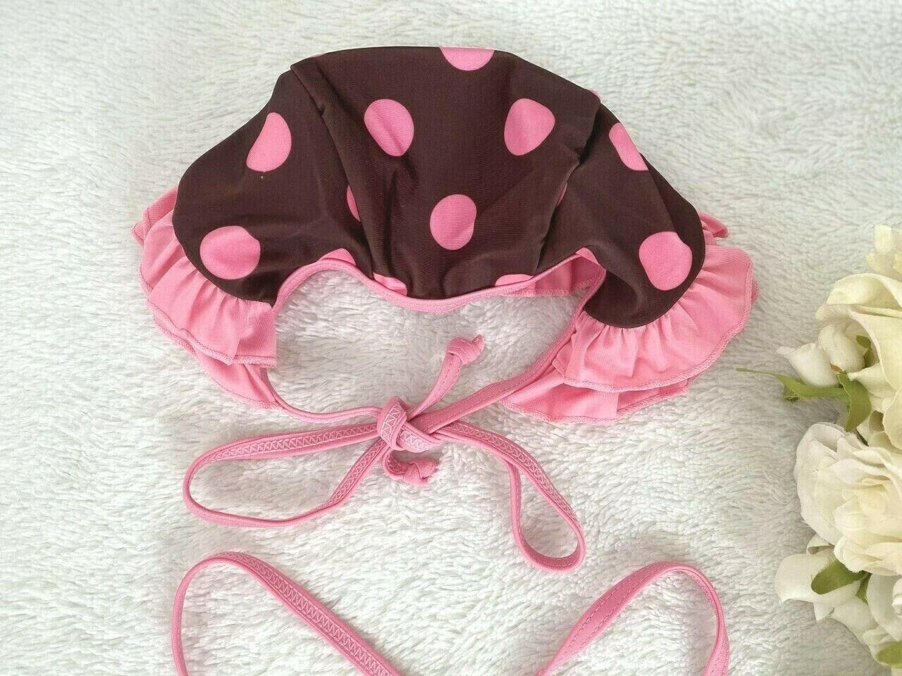 Girls Swimwear Pink Polkadot Cocoa Bathers & Cap Set