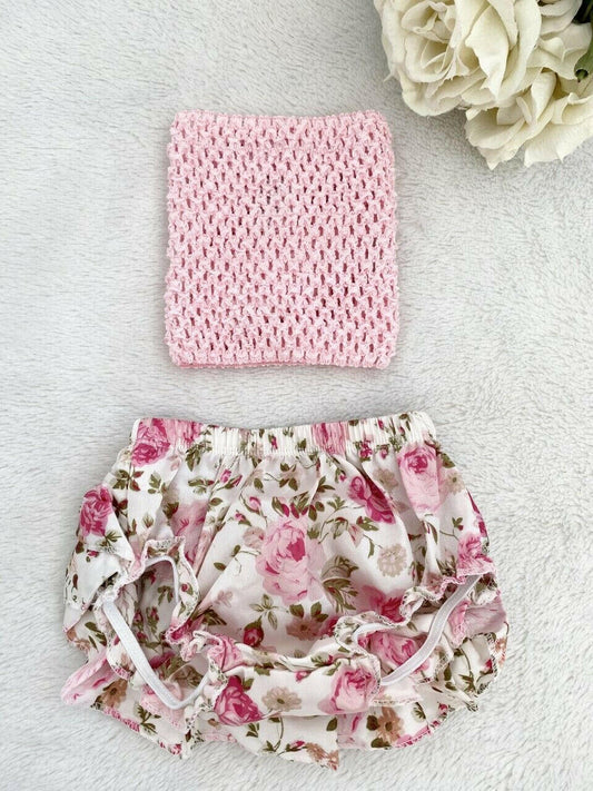 baby girls outfit new size 0-3 months rose baby girls top and bloomers set.