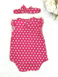 Baby Girls Clothing New Size 3-6 months Red Polkadot Baby Romper & Headband Set