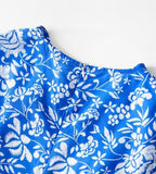 Girls Dress Blue Floral Mosaic High Low Dress & Headband Set Size 3-4 Years New