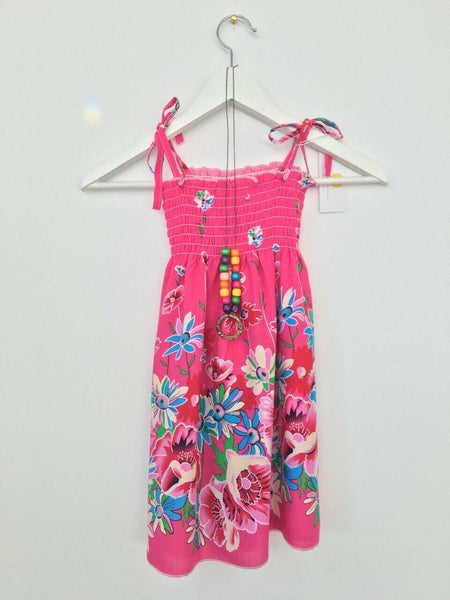 size 3-4 years new girls dress fuschia pink floral girls dress girls sundress