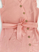 size 2y to 6-7 years new girls dress pink curve hem button dress with belt