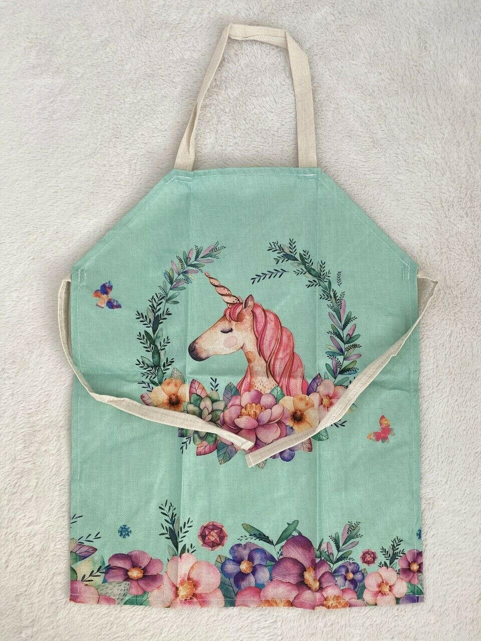 kids childrens cooking/art apron flower unicorn apron unicorn art smock 45x56cm.