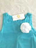 NEW Size 2 Years Toddler Girls Dress Pretty Blue Dress with Flower Brooch