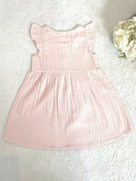 Baby Girls Dress Size  6-9 months 100% Cotton Flutter Sleeve Button Baby Dress