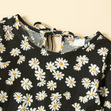 size 18-24m to 5-6y new girls dress black daisy print long sleeve cotton dress