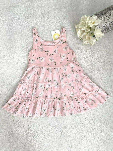 Size 3 Years Girls Dress New 100% cotton Pink Floral Tier Girls Dress