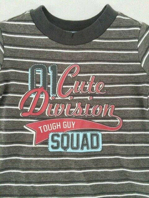 NEW Size 3-6 months Baby Boys Stripe '01 Cute Division Tough Guy Squad' Top.