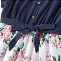 girls dress navy blue flutter sleeve floral cotton dress