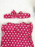 Baby Girls Clothing New Size 3-6 months Red Polkadot Baby Romper & Headband Set