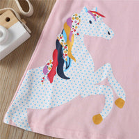 SOLD OUT-Colourful horse print pink short sleeve dress