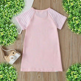 SOLD OUT-Colourful horse print pink short sleeve dress