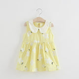 size 6-9 months new baby girls dress 100% cotton floral yellow baby girls dress