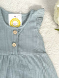 baby girls dress size  9-12 months 100% Cotton green flutter sleeve baby dress