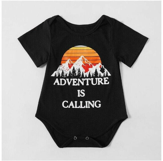 Baby Romper  Size 3-6 months  'Adventure Is Calling' Sunset Mountain romper.