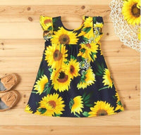 size 6-9m /18-24 months 100% cotton sunflower navy blue girls dress - 2 Left