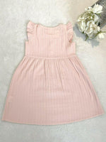 Girls Dress New Size  3-4 years 100% Cotton Pink Flutter Sleeve Button Dress