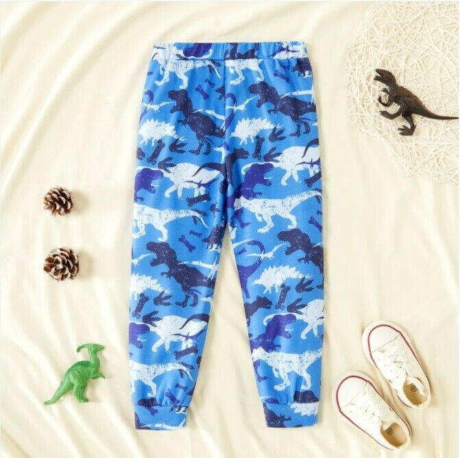 size 3-4y to 5-6 years new boys pants blue dinosaur print boys pants joggers.